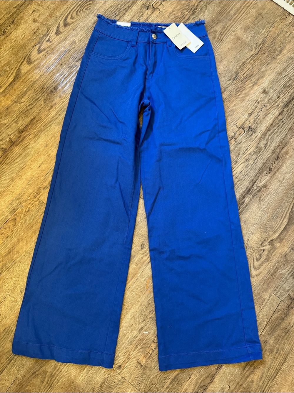 Mango Electric Blue Wide-Leg High-Waist Pants